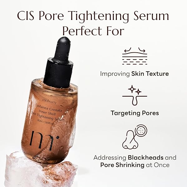 MOLVANY CASTANEA CRENATA INNER SHELL PORE TIGHTENING SERUM – KOREAN SKIN CARE FOR UNCLOGGED PORES, SEBUM CONTROL &, FACE HYDRATING – 1.69 FL. OZ