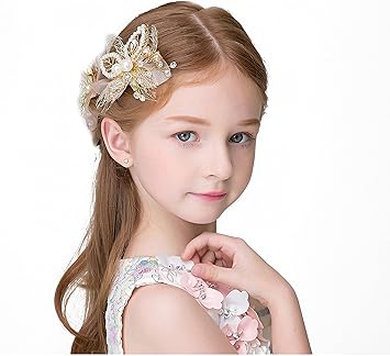 Buy F 70ily Flower Girls Beaded Hair Comb Clips Handmade Crystal