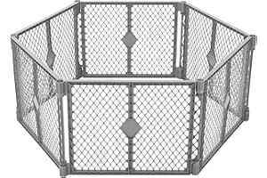 MyPet Petyard: 5.5 Ft. Wide Customizable Folding Dog Playpen Indoor/Outdoor. Made in USA. 6-Panel Puppy Playpen. Freestanding Play Pen Dog Gate 26" Tall, Fieldstone