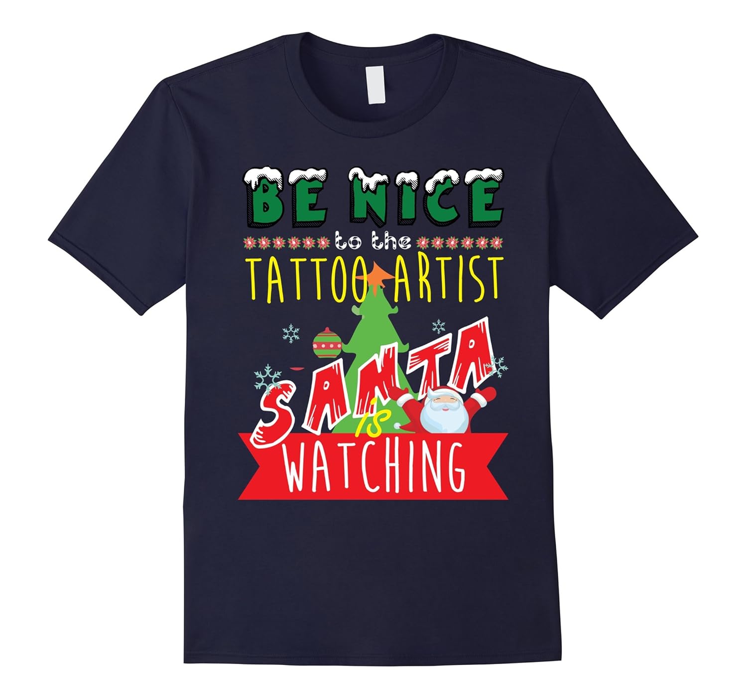 Funny Tattoo-Artist Santa Christmas Tshirt-ANZ