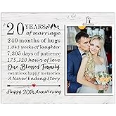 SUNBMO 20th Anniversary Picture Frame, 20th Wedding Anniversary Present for Parents, Gifts for Wife Husband 20th Anniversary, China Anniversary Decorations for Mom and Dad
