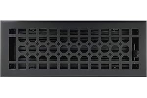 Empire Register Co, Vent Cover - 4x12 inch, Honeycomb Design, Textured Black Finish, Heavy Duty Floor Vent Covers, Metal Damper Attached. Vent Covers for Home Floor only.