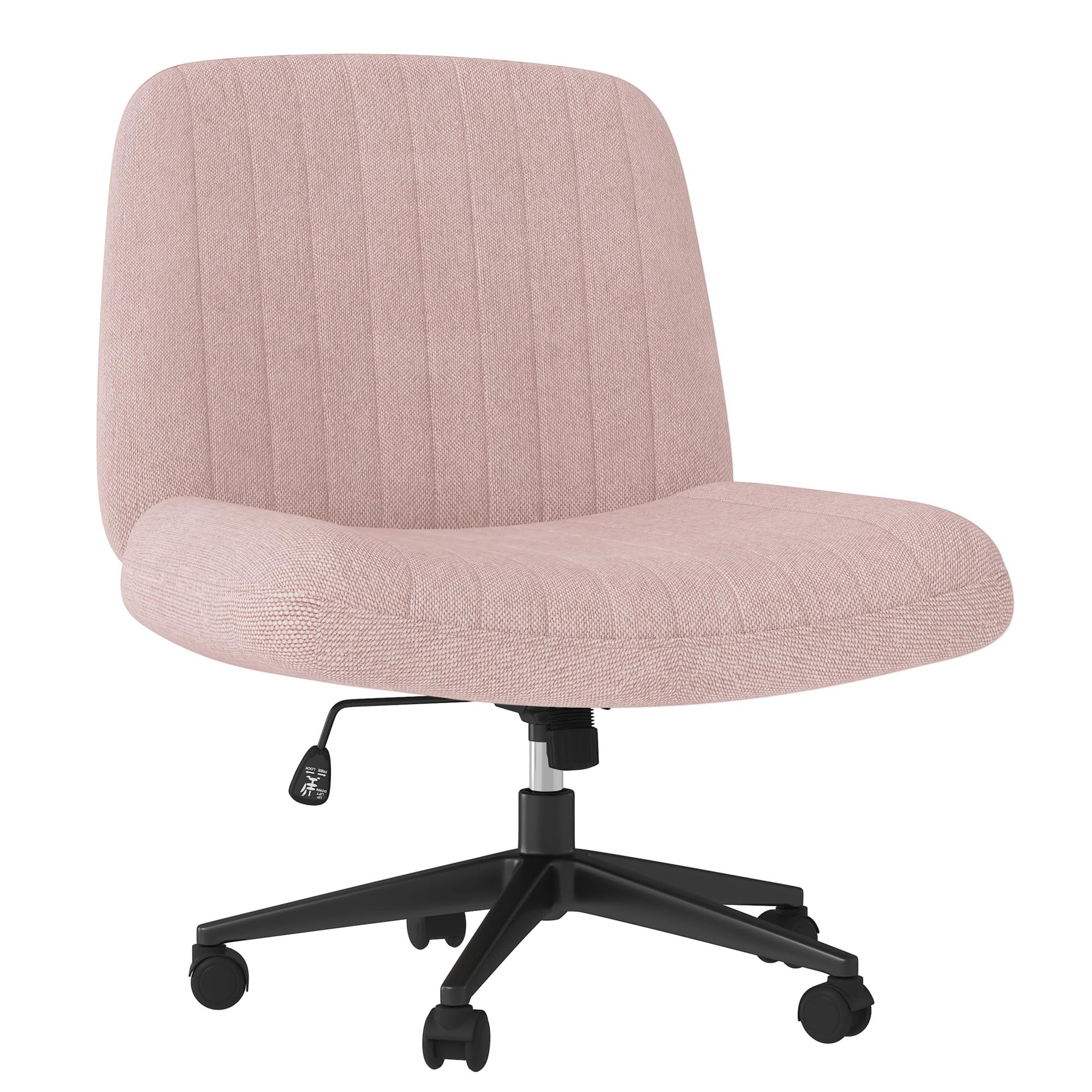 Photo 1 of ***CUSHION ONLY AND BOTTOM BASE ONLY*** Shintenchi Criss Cross Chair,Cross Legged Office Seat with Wheels Armless Swivel Vanity Chair,Height Adjustable Wide Computer Task Seating for Home Office,Pink 