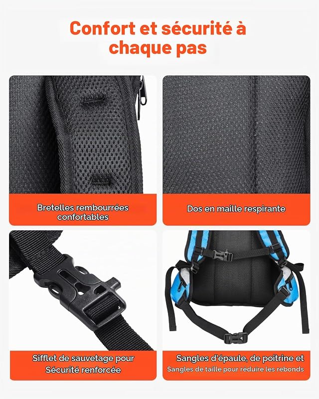 Sac à dos d'hydratation 15 L, sac à dos d'eau isolé avec poche à eau en TPU 3 L, sac à dos de randonnée avec rangement pour homme et femme, pour randonnée, course à pied, cyclisme, camping, bleu