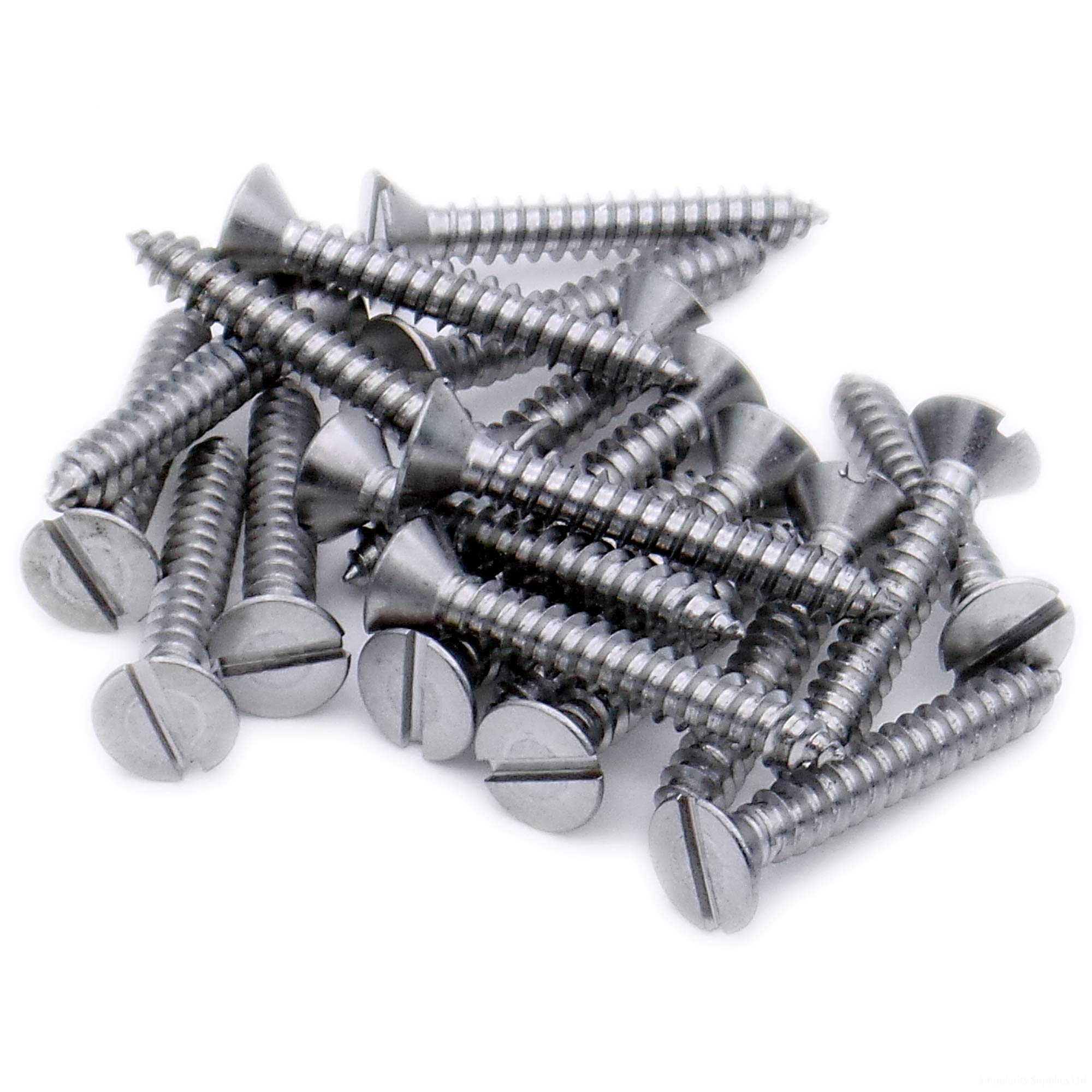 No.14 x 0.75 (6.3mm x 19mm) Slot Countersunk Self-Tapping Screw - Stainless Steel (A2) (Pack of 20)