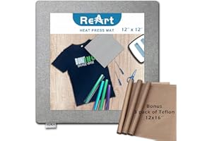 REART Easy Heat Press Mat 12x12 with Teflon Sheets 12x16 Inch 3 Pack