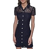 Karl Lagerfeld Womens Light Collared Short Sleeve Mini Dress