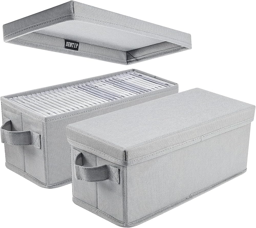 UENTIP CD Storage Box Pack of 2 13.2 x 5.9 x 5.3 Grey Holds 165 Discs