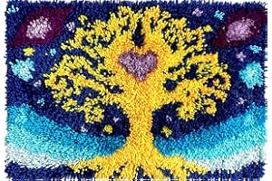 KitsMaster Latch Hook Kits– Intermediate DIY Rug Making Kit with Pre-Printed Canvas, Yarn & Tool, Heart-Shaped Tree Wall Décor, Handmade Rug Craft 23.6''x15.8'' (Tree of Love)