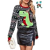 LANPULUX Christmas Sweater for Women Crewneck Adorable Ugly Christmas Sweater Family Matching Outfits Loose Pullover Knitwear