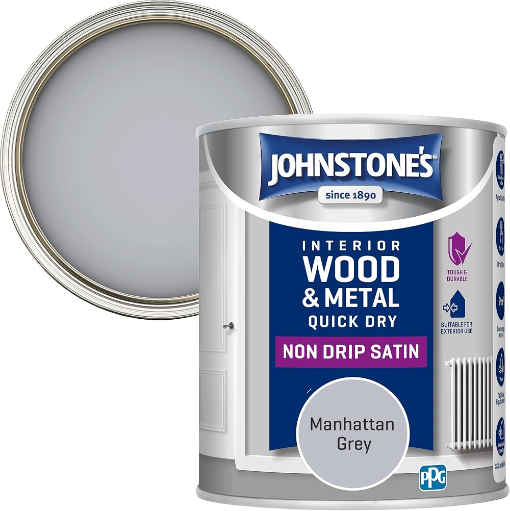 Johnstone's Wood & Metal Paint Satin Finish Manhattan Grey 750ml