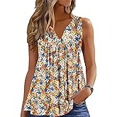 ETCYY Women Tank Tops 2026 Spring Clothes Summer V Neck Pleated Shirts Button Down Dressy Casual Sleeveless Blouse