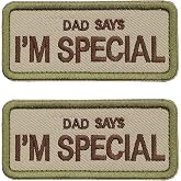 2 Pcs Dog Patches,Dad Says I'm Special Tactical Patch, Funny Military Morale Badge, Embroidered Applique Fastener Hook and Loop Patch for Backpacks, Dog Harnesses, Service Animal Vests,Tactical Gear