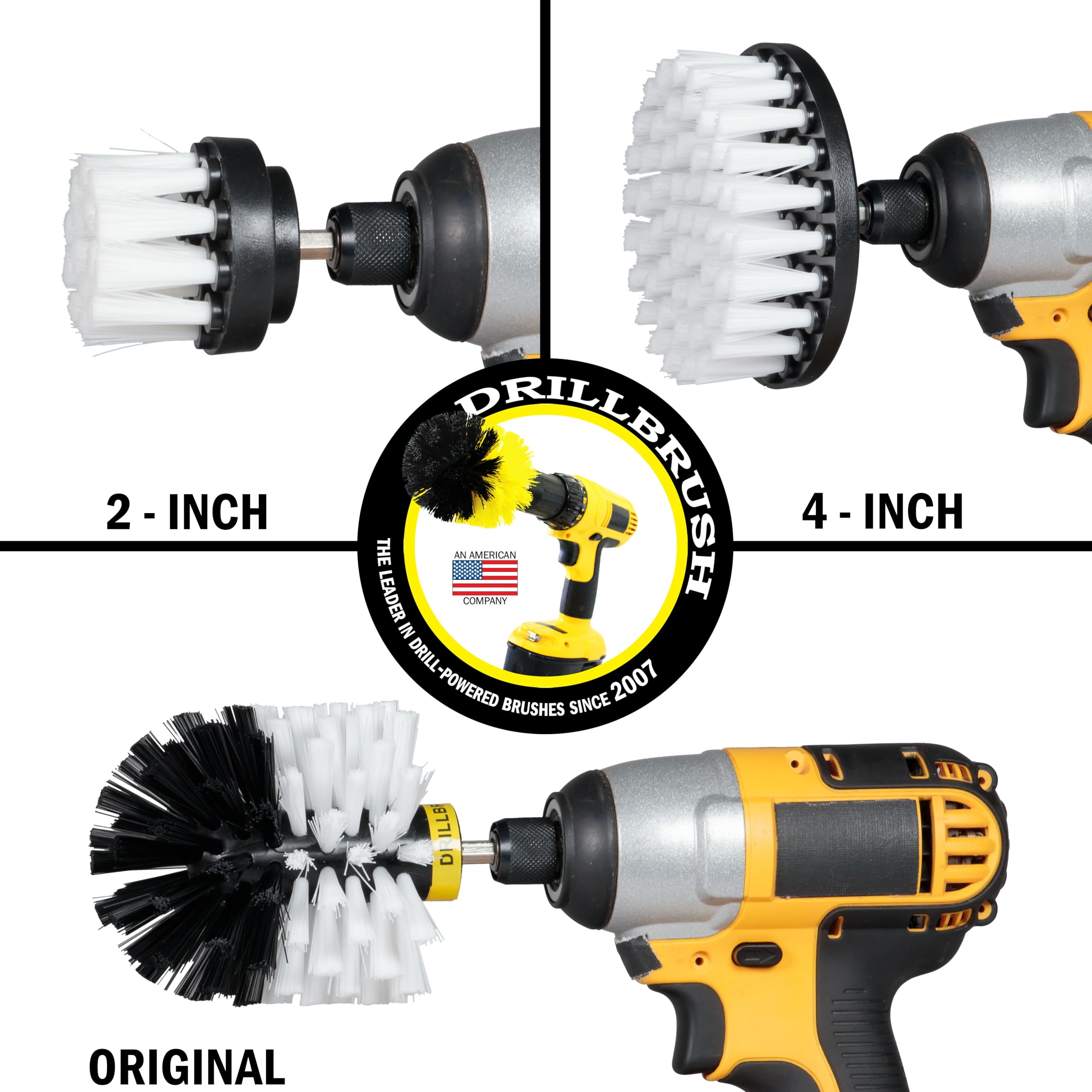 Drillbrush Car Detailing Kit | Drill Brush Set – Soft Bristle Power Scrubber Attachments for Cleaning Car Interior, Upholstery, Carpet, Seats, Wheels, Rims, Dash, Console, and Trim - Nylon Scrub Brush