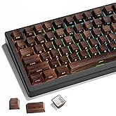 XVX PBT Keycaps - Side Print Shine Through Custom Keycaps 60 65 75 100 Percent, Retro Dye Sub &amp; Double Shot Key caps Set 126 Keys, Cherry Profile for Mechanical Keyboard, Walnut Textures