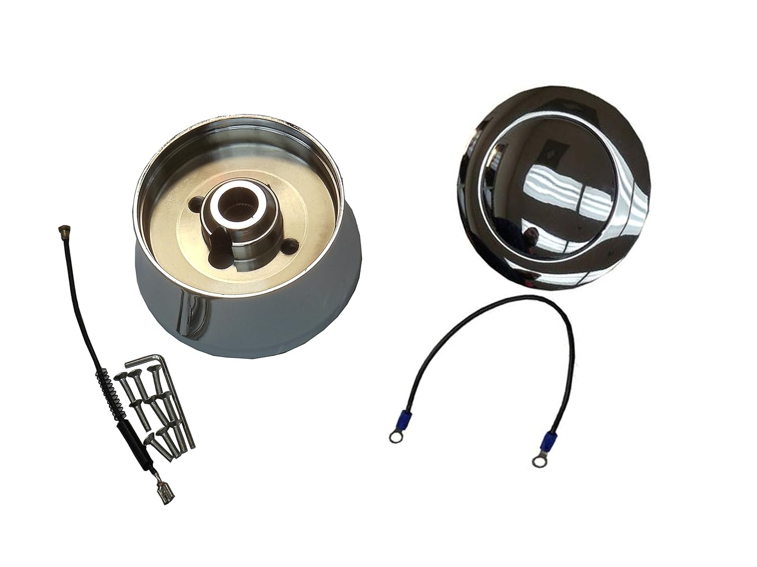 9 Hole Steering Wheel Chromed Billet Aluminum Smooth Horn