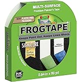 FrogTape Multi-Surface Painter's Tape with PAINTBLOCK, 0.94 in x 60 Yds | 1" Wide Premium Green Painters Tape, Medium Adhesion, Seals Edges for Super Sharp Paint Lines, Removes Cleanly, 1 Roll