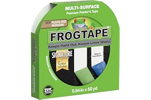 FrogTape Multi-Surface Painters Tape with PAINTBLOCK, 1 Inch Wide (0.94 In. x 60 Yds), Medium Adhesion, Green, 1 Roll (1358463)