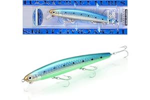 LUCKY CRAFT FlashMinnow 110, Super Glow Series, Saltwater Fishing Lures, Jerkbait Surf Fishing Accessories and Gear, 1-2 ft Slow Suspending Topwater Lure, Halibut and Bass Fishing Lures