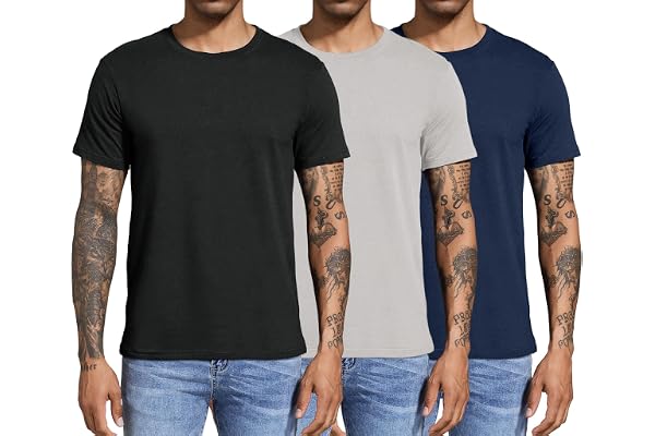 Boyzn Men's 3, 4 or 5 Pack Cotton T-Shirts, Short Sleeve Crewneck Sport Tees, Cotton Gym Workout Running Shirts for Men