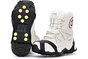 Ginsco Crampons à glace antidérapants pour bottes d'hiver, crampons antidérapants pour chaussures, crampons pour bottes, cram