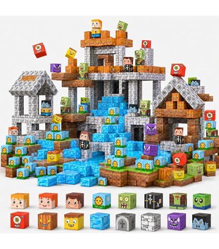 SSAWER Blocs Magnétiques 48 Pièces - Jouets De Construction Créatifs Avec Motifs - Cadeau Enfant 3-13 Ans (Forêt)