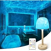 Waterproof Shower Lamp for Inside Shower, Rechargeable Bathroom Lamp with Remote & Touch Control, Cordless Shower Light with 16 Color Changeable, LED Ocean Wave Projector Light for Bathroom/Bathtub