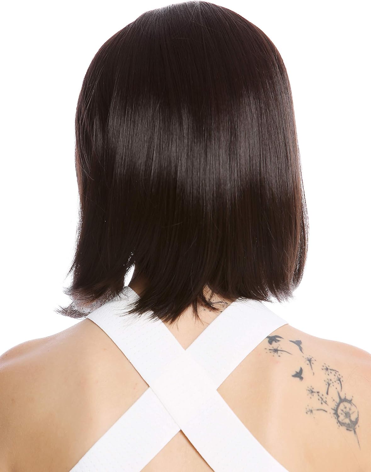 WIG ME UP - YZF-4366-M2 Lady Quality Wig short shoulder length Bob Longbob straight bangs dark brown, Dark brown (M2), 23.62 inch - Image 5