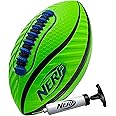 Nerf Spiral Grip Footballs - Patented Spacelace for Ultimate Spirals - Machine Stitched Construction - Pump Included - Junior or Mini - Blue/Orange or Green/Black