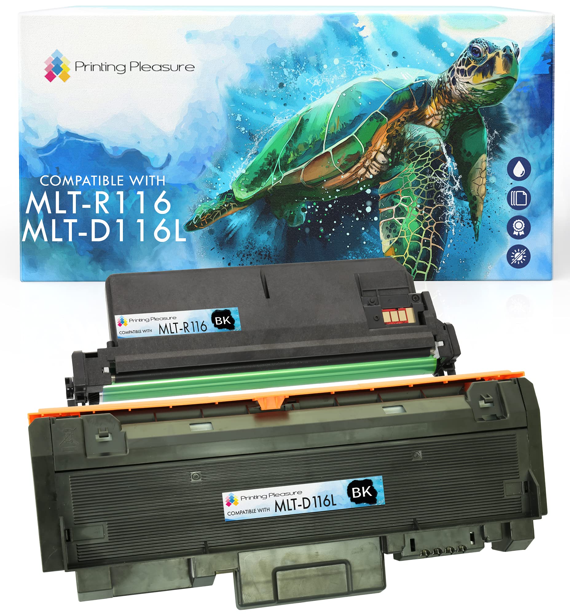 Printing Pleasure Compatible MLT-R116 Drum Unit & MLT-D116L Toner Cartridge for Samsung Xpress SL-M2625 M2625D M2675F M2675FN M2825DW M2825ND M2835 M2875FD M2875FW M2875ND M2885 M2885FW - Black