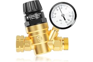 AOLINK RV Water Pressure Regulator Valve, Brass Lead-Free Adjustable Water Pressure Reducer with Gauge and Inlet Filter for RV Camper and Travel Trailer
