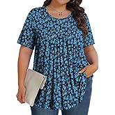Womens Plus Size Tops Tunic Short Sleeve Crew Neck Shirts Casual Soft Blouse 1X-5X