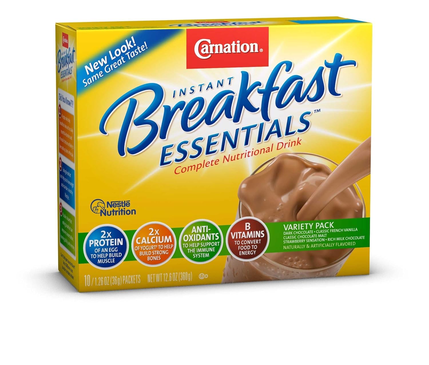 Amazon Com Carnation Instant Breakfast Essentials Variety Pack 10 Count 1 26 Ounce Units Pack Of 3 Instant Breakfast Drinks Grocery Gourmet Food