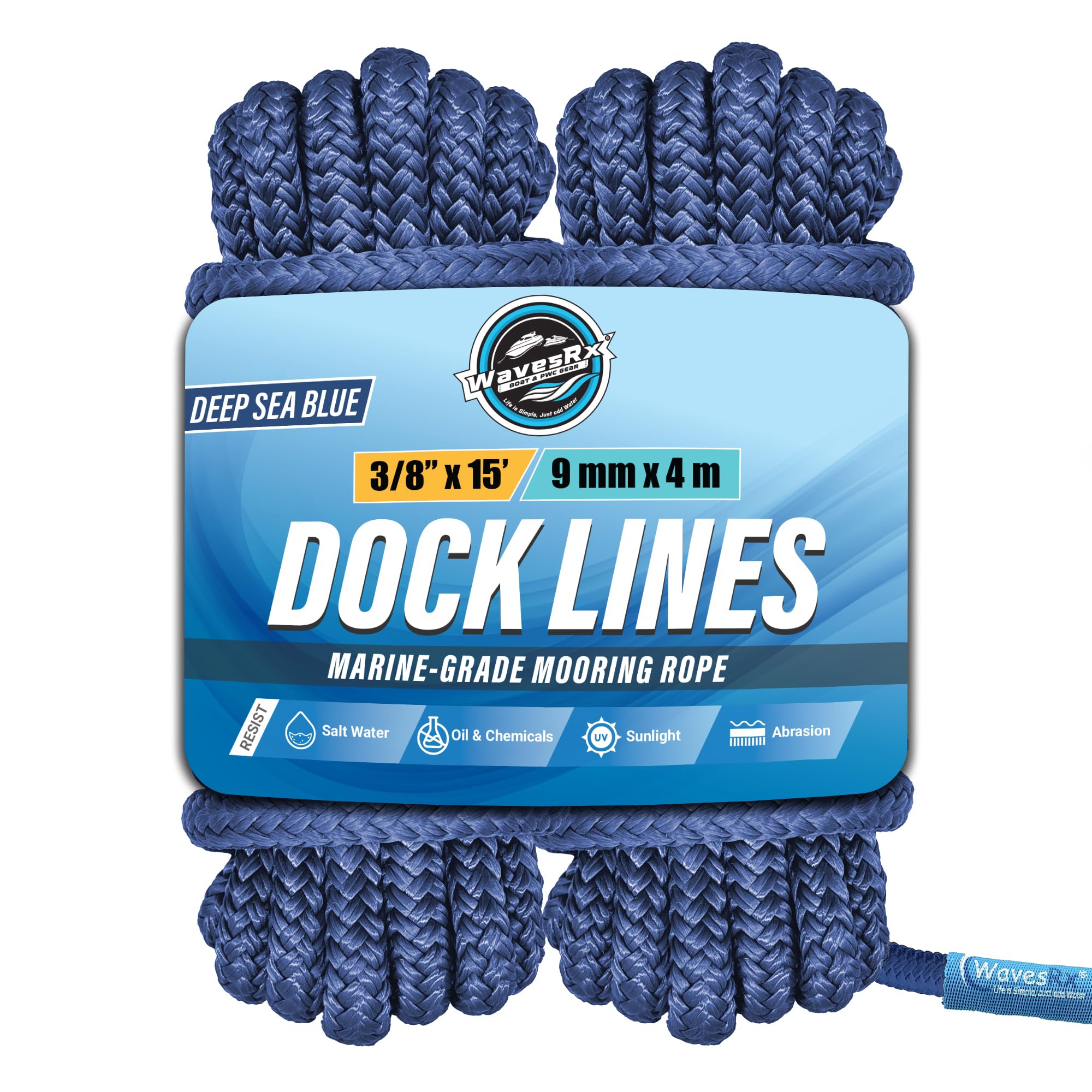 Premium Nylon Boat Dock Lines for Docking & Pontoon | Double Braided Marine Rope | Ropes for Docking with Loop | UV & Saltwater Resistant Dock Ropes for Boats & Mooring Line