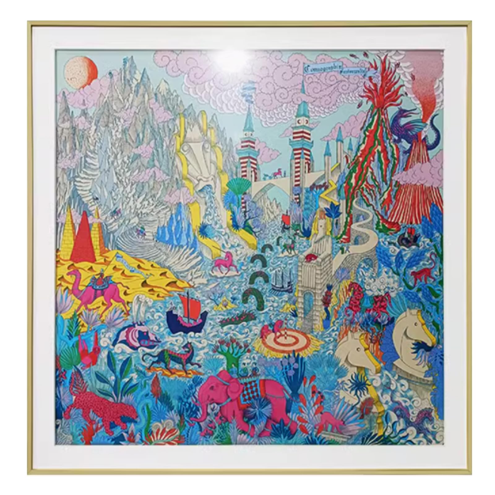 Photo 1 of 40x40 silk scarf display box,36x36 picture frame,poster framework, gold aluminum alloy frame width of 1.4 ",photo frames are equipped with ultraviolet rays,foam board support and suspension hardware.