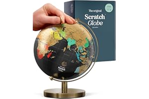 LUCKIES OF LONDON LTD Luckies - Scratch Map World Globe | Scratch Off World Map | Globes For Adults | Scratching Off Maps & Travel Maps | Desk Gadgets For Men & Desk Decor | Travel Gifts Men | Small Globe