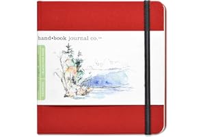 SPEEDBALL Travelogue Square Drawing Book, 5.5" x 5.5" Artist Journal - 128 Sheets Buff Paper, Vermilion Red Cover
