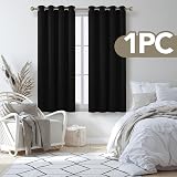 Deconovo Blackout Curtain Panel Eyelets 52x54 Black Grommets Bedroom view 3