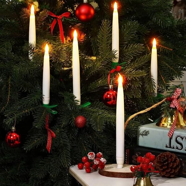 BAQULER 48 PACK LED WINDOW CANDLES WITH CLIPS, FLAMELESS 3D WICK BATTERY OPERATED CANDLE STICKS LED TAPER CANDLES SET FOR EASTER WEDDING WINDOW CHANDELIERS PARTY DECORATION