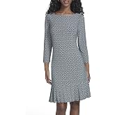 Tommy Hilfiger Women's Ruffle Hem Jersey Shift Mini Dress | Shift Silhouette, Ruffle Hem, 3/4 Sleeves, Jersey Knit, Work or W