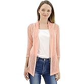 BENANCY Women's 3/4 Sleeve Lightweight Mesh Crochet Short Shrug Cardigan