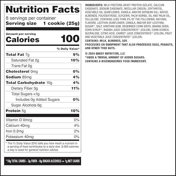 QUEST NUTRITION FROSTED PROTEIN COOKIES, STRAWBERRY CAKE, 1G SUGAR, 11G PROTEIN, 2G NET CARBS, GLUTEN FREE, 8 COUNT