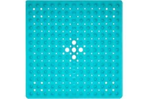 ENKOSI Square Shower Mat – 21 x 21 Inch Non-Slip Bathroom Shower Stall Mat with Suction Cups and Drain Holes – Anti-Slip PVC Shower Mats for Inside Shower (21x21 Clear Green)