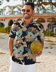 COOFANDY Tropical Shirt for Men Hawaiian Short