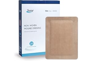 JJZEN KEAR 6"X8" 20 PCS Extra Large Sterile Nude Island Dressing Bandage for Wound - Self-Adhesive Boarded Gauze Pads - Latex Free - Medical Grade(Nude, 6"X8"-20PCS)