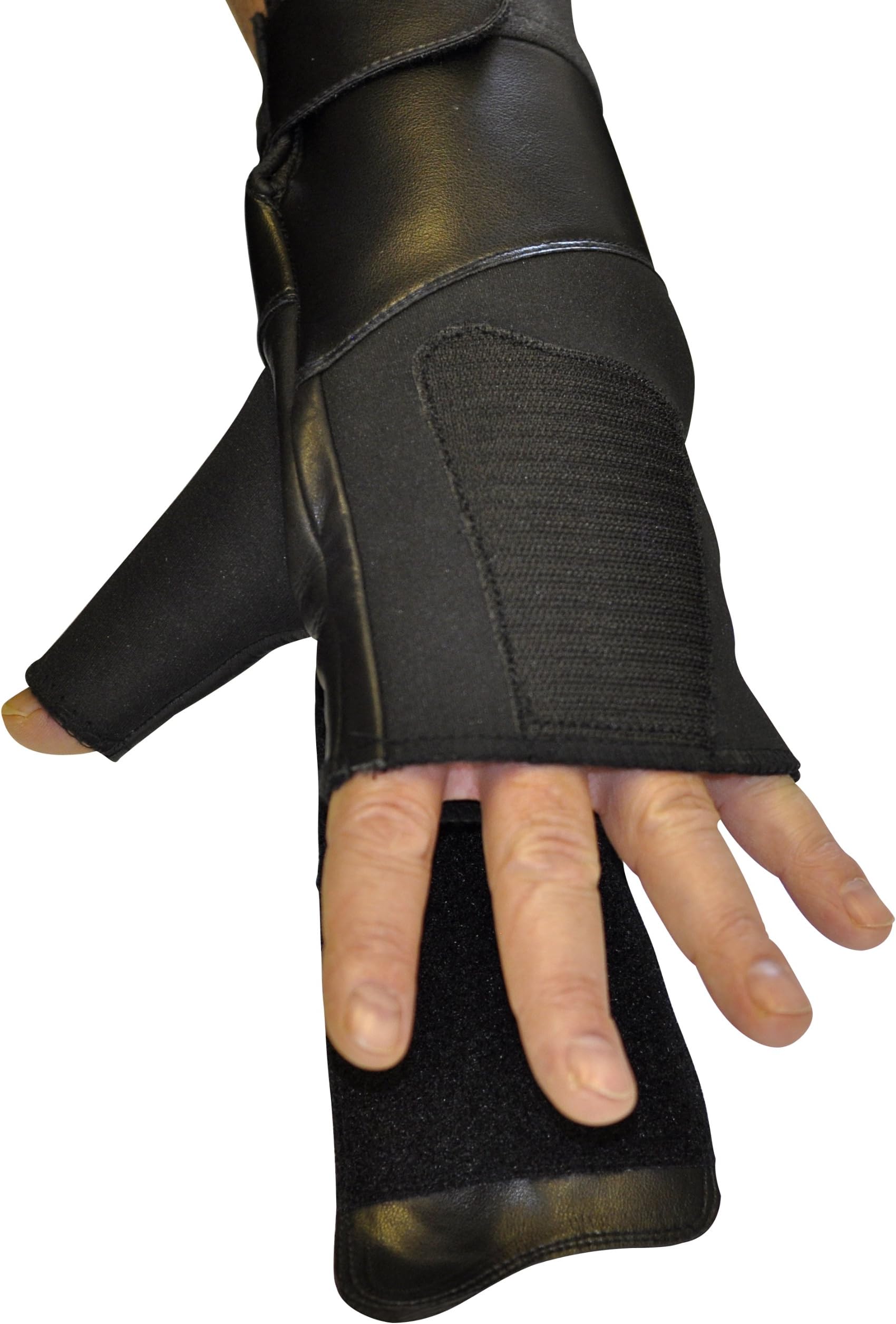 Gripeeze Fingerless Mitten with Velcro Grip Strap for Physical Therapy & Rehabilitation & Exercise Equipment – Large – Black – Right Hand Single Mitten