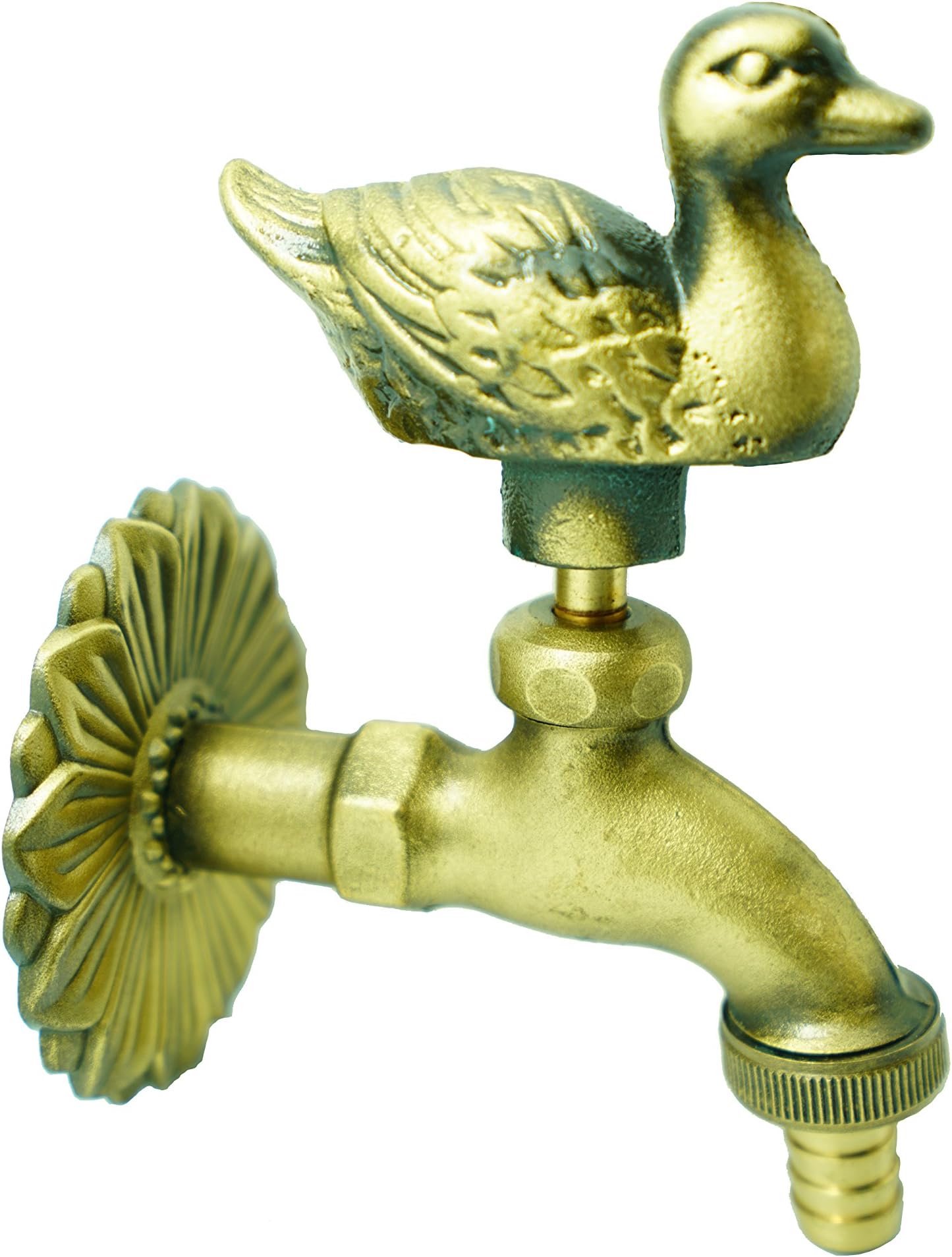 Weber Sani GmbH Nostalgic Patinated Bronze Duck Garden Tap with Wall Rosette.