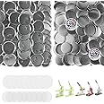 Onemorello 100 Sets Button Maker Supplies, 75mm / 2.95 inch Button Supplies Buttons Parts, (Approx. 3 inch) Metal Blank Badge Parts with Blank Paper for Buttons Maker Machine Pin Maker Press
