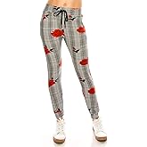 ALWAYS Women Drawstrings Jogger Sweatpants - Super Light Skinny Plaid Checkered Floral Soft Pockets Pants US S (Tag S/M)