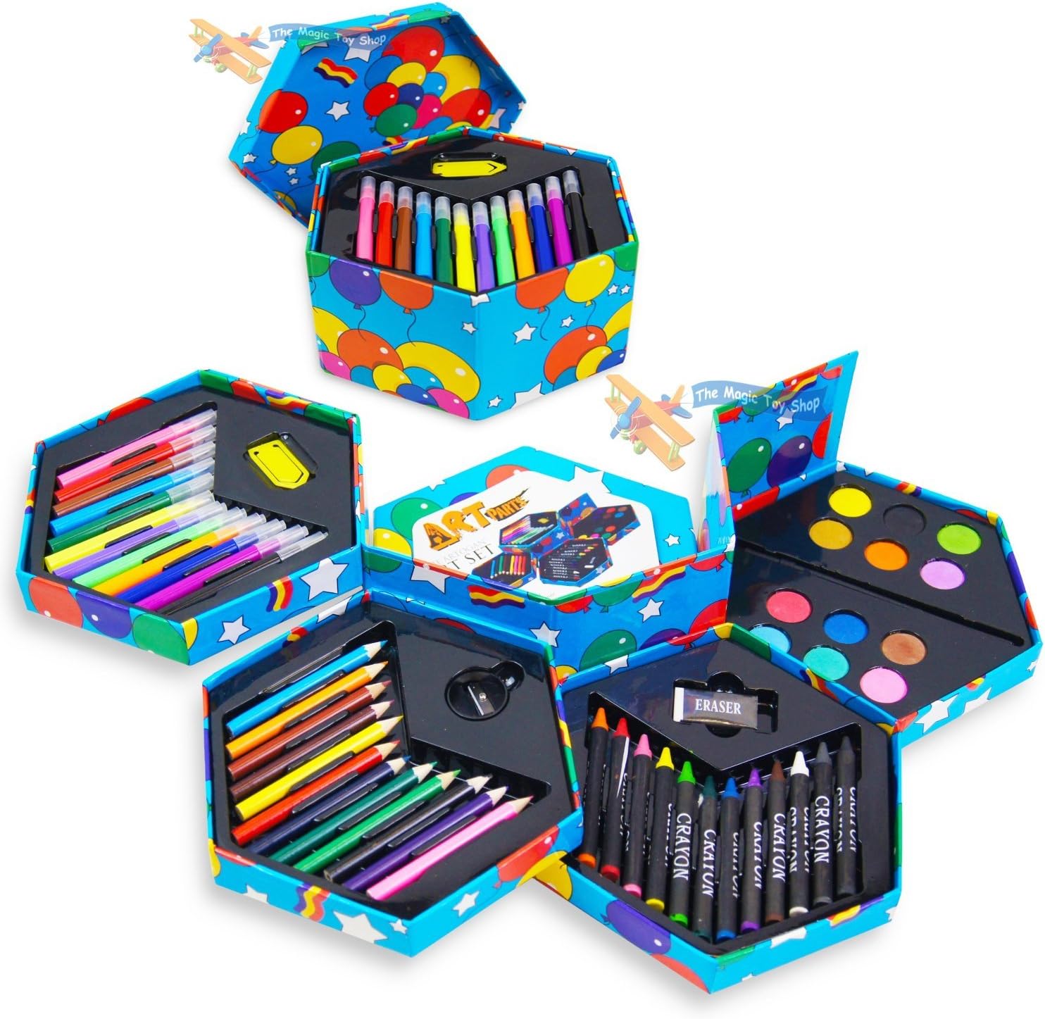 The Magic Toy Shop Childrens Craft Art Artist Set Crayons Pens Paints